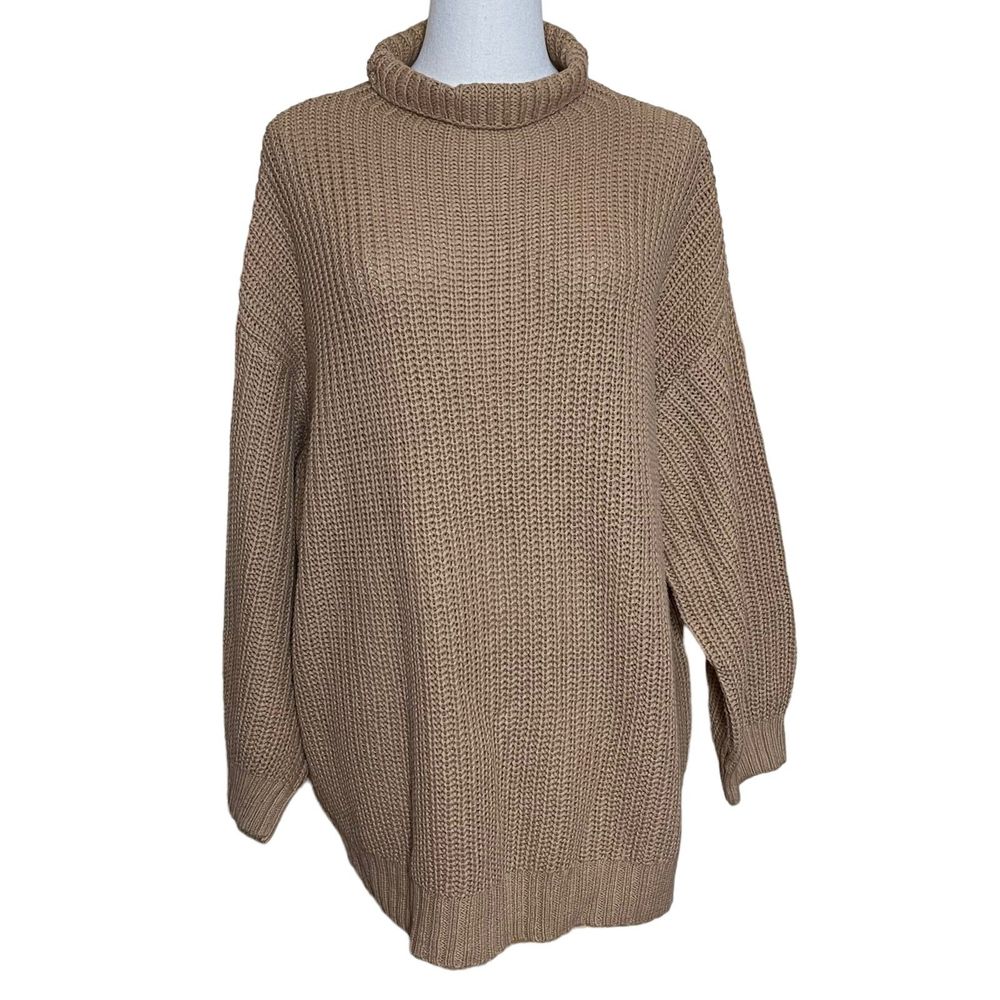 American Eagle Cable Knit Sweater Women's XS/S Tan Drop Sleeve Oversized Knit